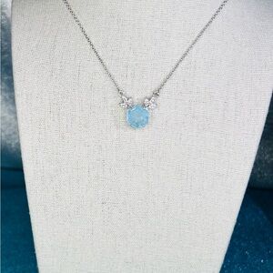 Bomb party Lab created Aquamarine ice crystal Pendant Necklace